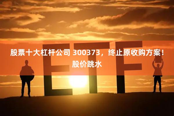 股票十大杠杆公司 300373，终止原收购方案！股价跳水